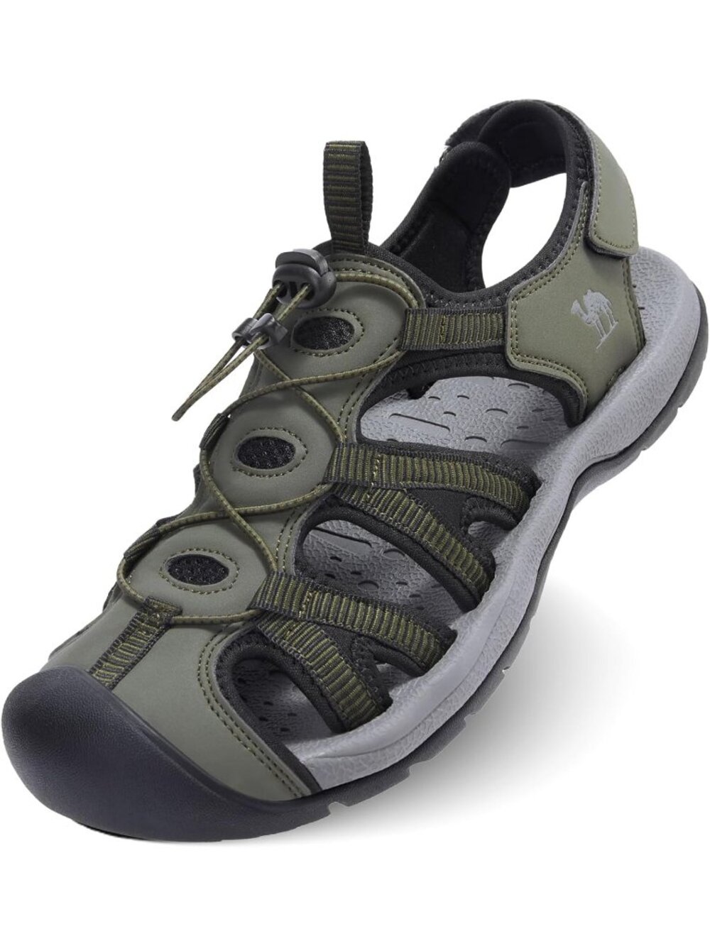 Men's Army Green Closed Toe Outdoor Beach Hiking Rubber Waterproof Sport Sandals